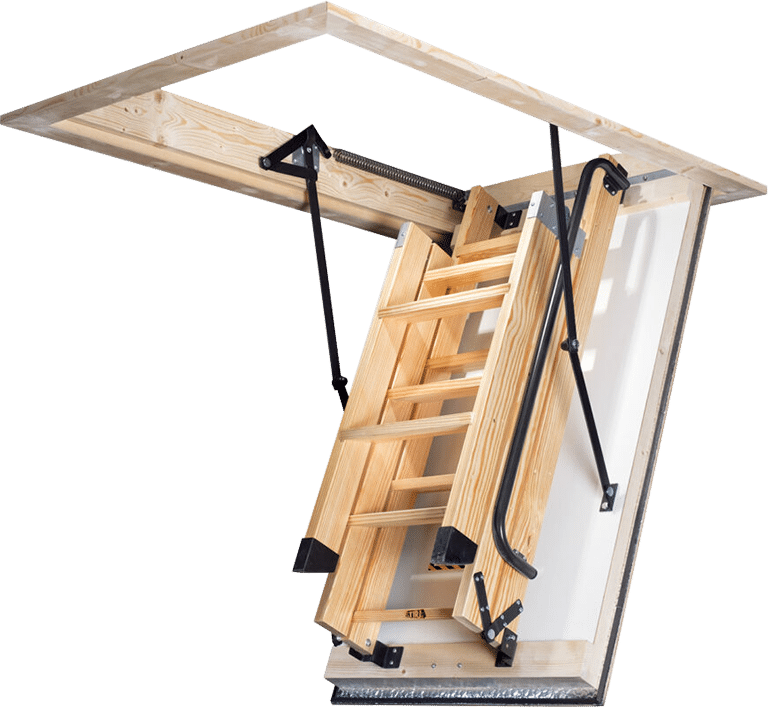 Cosy+ Stira with insulated white trapdoor and black handrail
